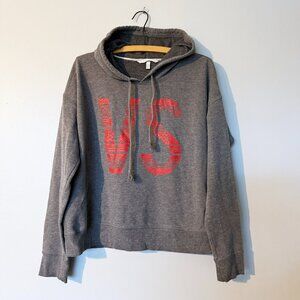 LARGE Victoria's Secret holiday fair isle hoodie gray red snowflake VS logo L